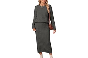 OUKODS Women's 2 Piece Sweater Set Outfits Long Sleeve Pullover Top Bodycon Maxi Long Skirt Knit Dresses 2025 Fall