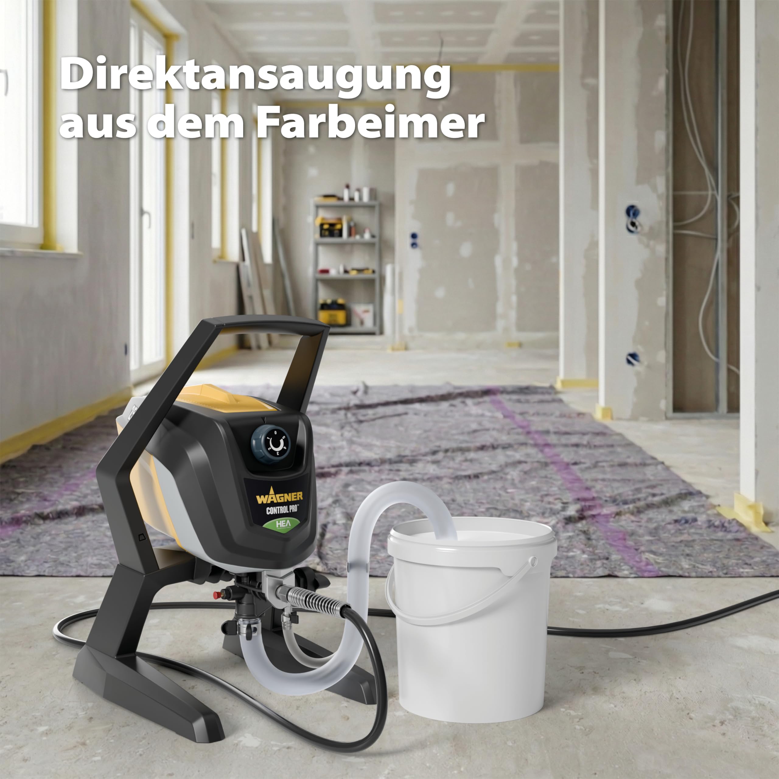 WAGNER Airless Farbsprühsystem Control Pro 350 R für Wandfarben, Latexfarben, Lacke & Lasuren, 15 m²-2 min, Druckregulierung, 110 bar, Schlauch 15 m 6
