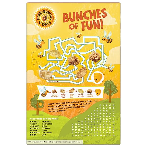 HONEY BUNCHES OF OATS HONEY ROASTED BREAKFAST CEREAL WITH OATS AND GRANOLA CLUSTERS, LOW FAT MADE WITH WHOLE GRAIN CEREAL, 12 OZ BOX