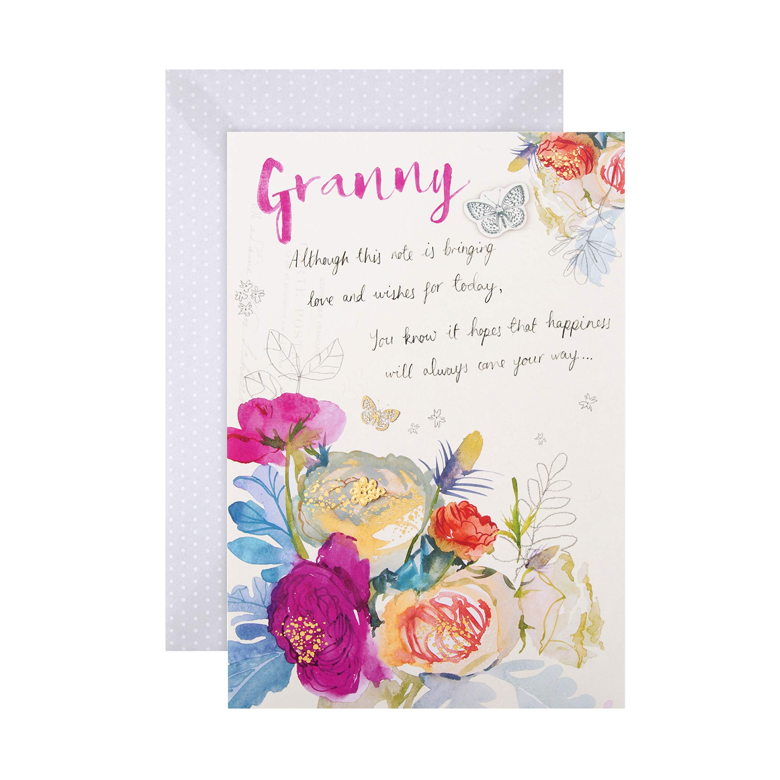 Hallmark Granny Mothers Day Card, Classic Floral Design, Mothers Day Card for Granny, Pink, Purple, Blue