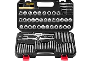 Kolvoii 81-Piece Tap and Die Set, SAE & Metric #4–1/2" & M3–M12, Heavy-Duty GCr15 Steel Rethreading Tool Kit with Coarse & Fine Threads for Cutting & Rethreading Internal and External Threads