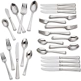 Gorham Column 45-Piece 18/10 Silverware Set for 8, Flatware | silver, dishwasher safe | includes serving spoons and utensil set | heavy duty, cutlery set for kitchen and dining