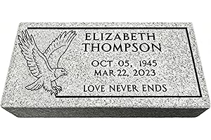 Head Stones for Cemetery for Humans - 16 x 8 x 3-Memorial Stones for Loved Ones Outside Grey Granite headstones for Grave Sto