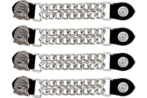 Mirthcos Motorcycle Vest Extenders for Men & Women - 4 PCS Leather Vest Extensions for Biker - Durable Double Chrome Chains