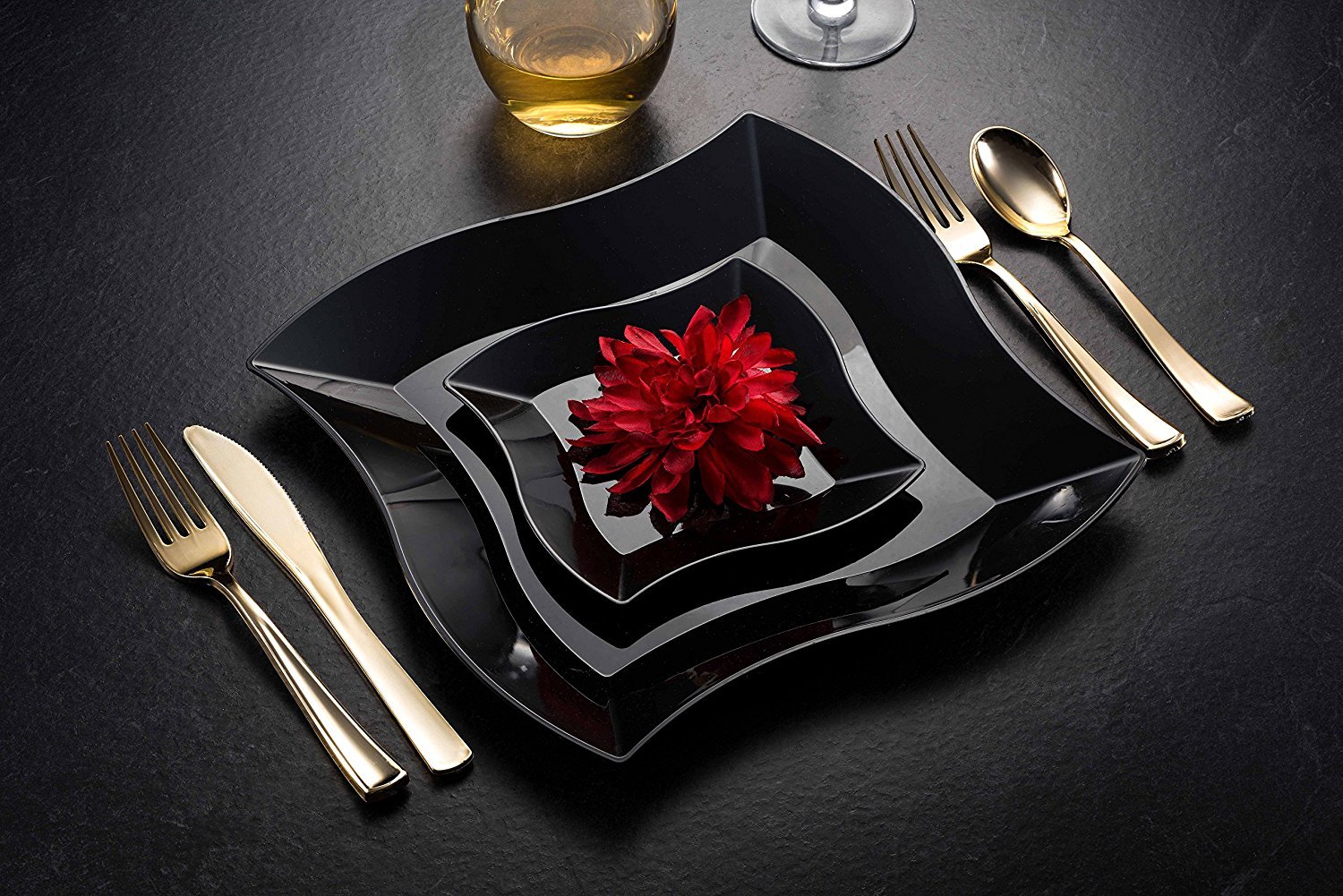 CUTLEREX Heavy Duty Plastic Silverware Cutlery Gold Disposable