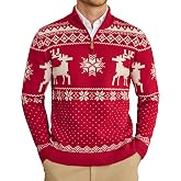 COOFANDY Mens Ugly Christmas Sweater Quarter Zip Holiday Xmas Knit Pullover | Soft Knit Fabric, Warm Stretch Feel, Holiday Party, Christmas Eve, Family Gathering, Easy Layering, Fall Winter Outfit