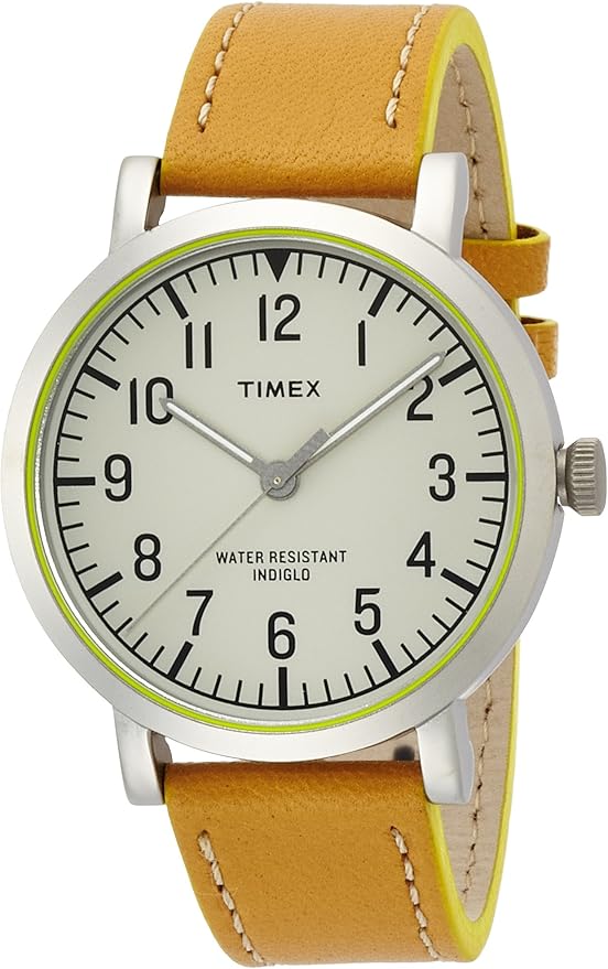Timex Unisex Quartz Watch with White Dial Analogue Display and Brown