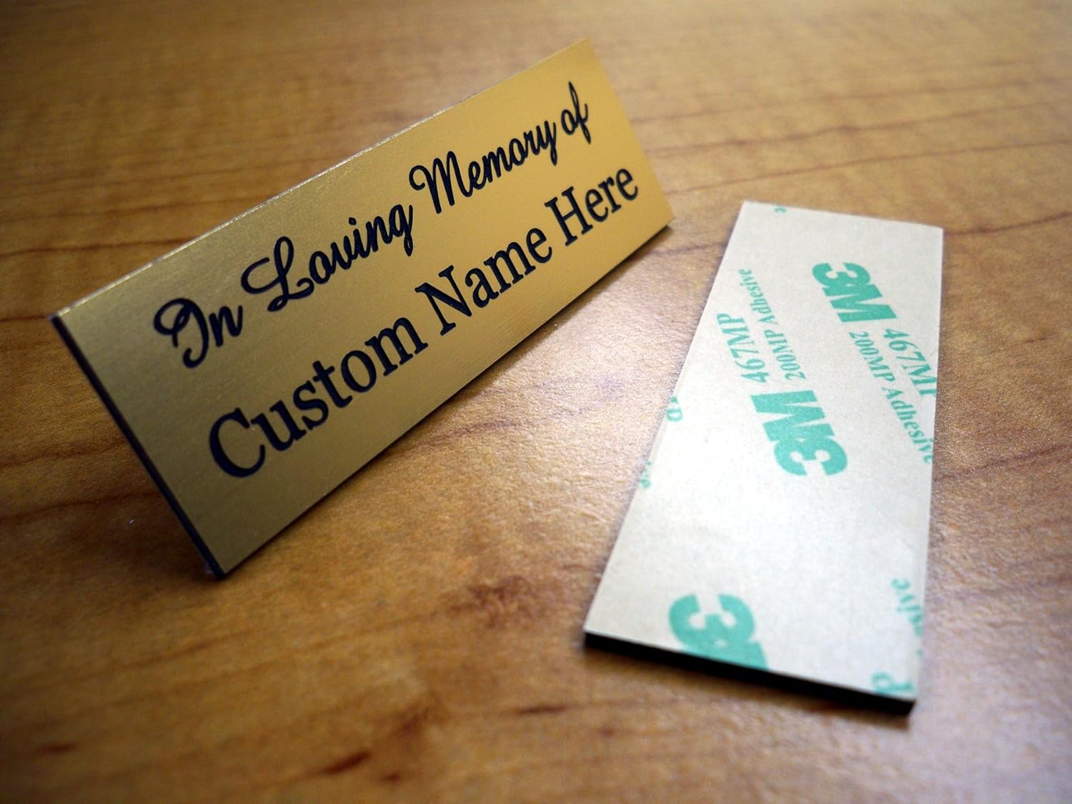 Custom Engraved 1x3 In Memory Of Plate Brushed Gold Name Tag Badge