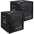 Sound Town Pair of 18" 2400W Powered Subwoofers with Class-D Amplifiers, 4" Voice Coils, High-Pass Filters (METIS-18PWG-PAIR)