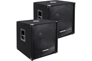Sound Town Pair of 18" 2400W Powered Subwoofers with Class-D Amplifiers, 4" Voice Coils, High-Pass Filters (METIS-18PWG-PAIR)