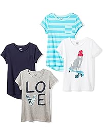 Spotted Zebra Girls' 4-Pack Short-Sleeve T-Shirts