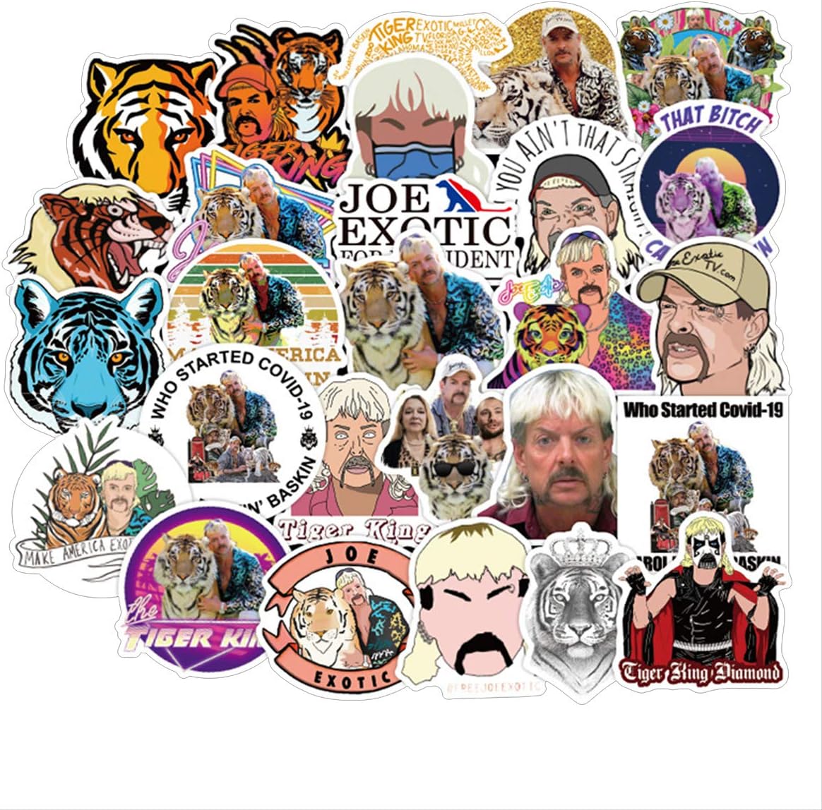 50Pcs Tiger King Stickers for Water Bottle Cute Waterproof Aesthetic Vinyl Decal Stickers for Teens Girls Perfect for Waterbottle Laptop Phone. /Tiger King