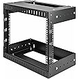 StarTech.com 8U 19" Wall Mount Network Rack - Adjustable Depth 12-20" 2 Post Open Frame Server Room Rack for AV/Data/ IT Communication/Computer Equipment/Switch w/Cage Nuts & Screws (RK812WALLOA)