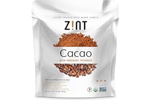 Zint Organic Cacao Powder (32 oz): Paleo-Certified, Organic, Non GMO, Anti Aging Antioxidant Superfood, Gluten Free Cocoa Cacao Beans, Pure Delicious Chocolate Essence, 32 Ounce