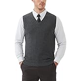 Kallspin Men's Wool Blended Vest Sweater Relaxed Fit V Neck Sleeveless Knitted Pullover