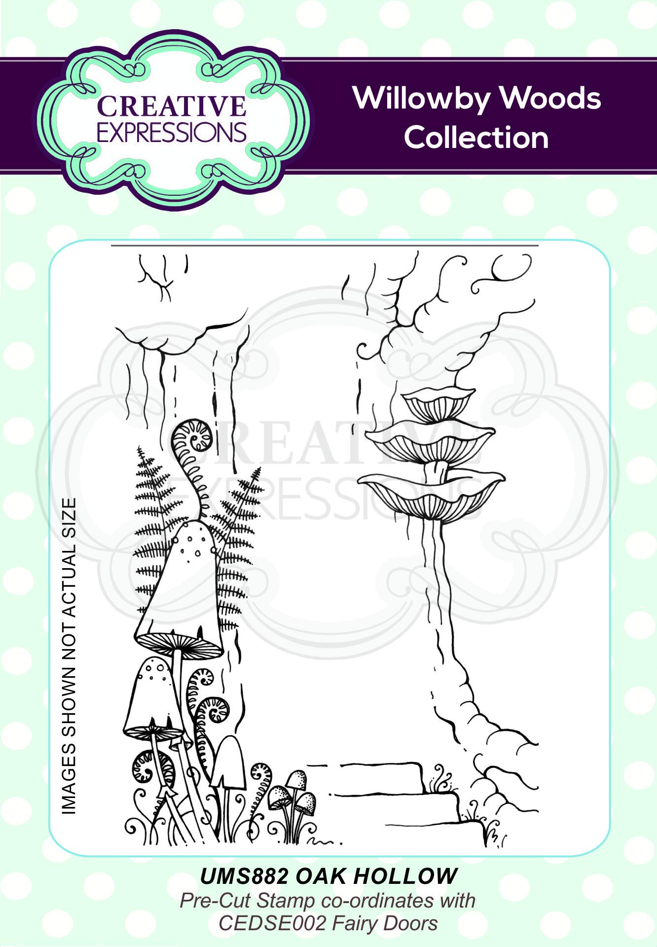 Creative Expressions Oak Hollow A6 Pre Cut Rubber Stamp, Grey