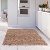 THE RUGS Living Room Shaggy Rug 120x120 Beige 30mm Thick Easy Clean view 2