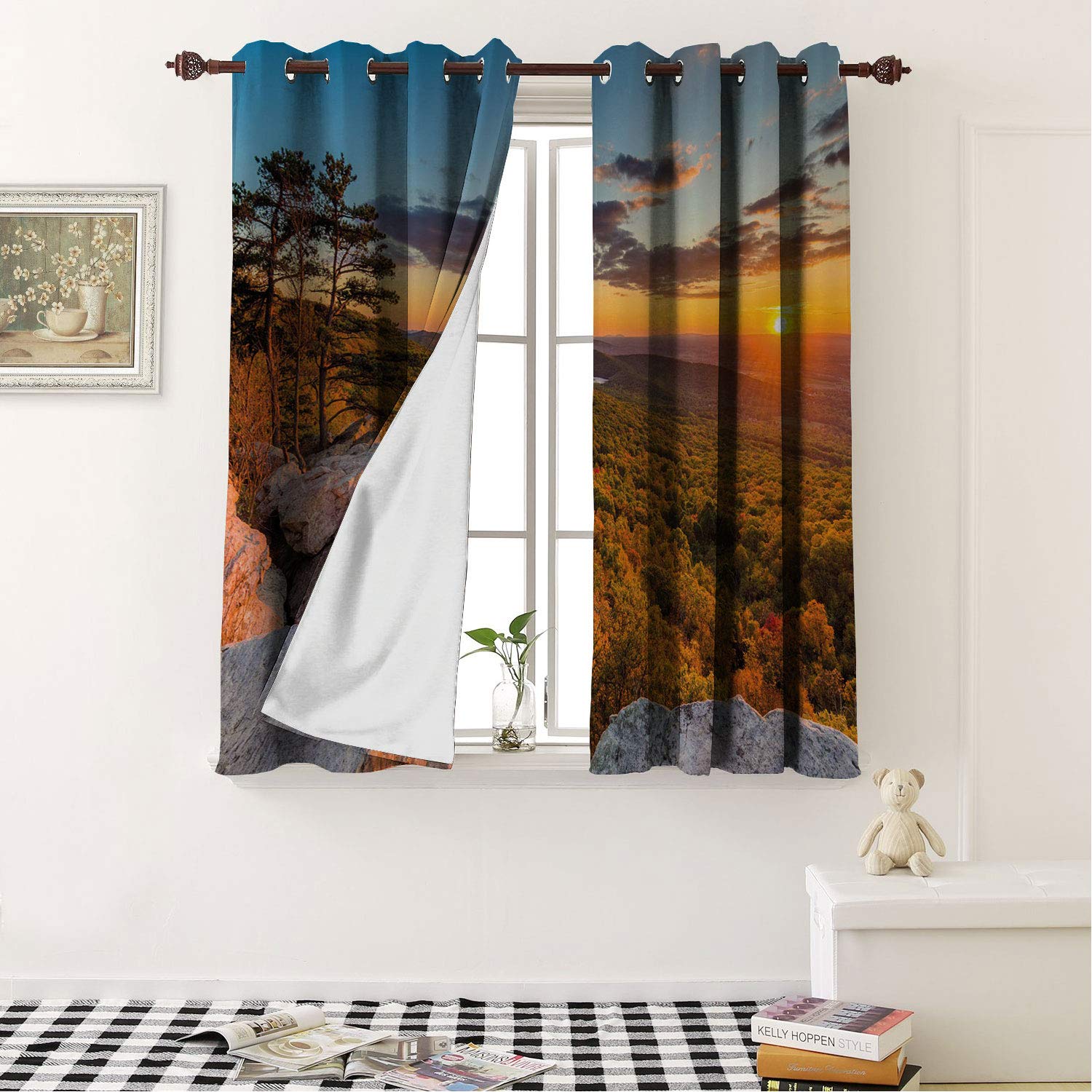 Buy Mozenou Drapes For Bedroom Blackout Curtains Appalachian Trail Fascinating Scenery Photo Of Sun Over Forest View From Annapolis Rocks Multicolor Living Room Curtain Panels For Patio Door 84 By 72 In
