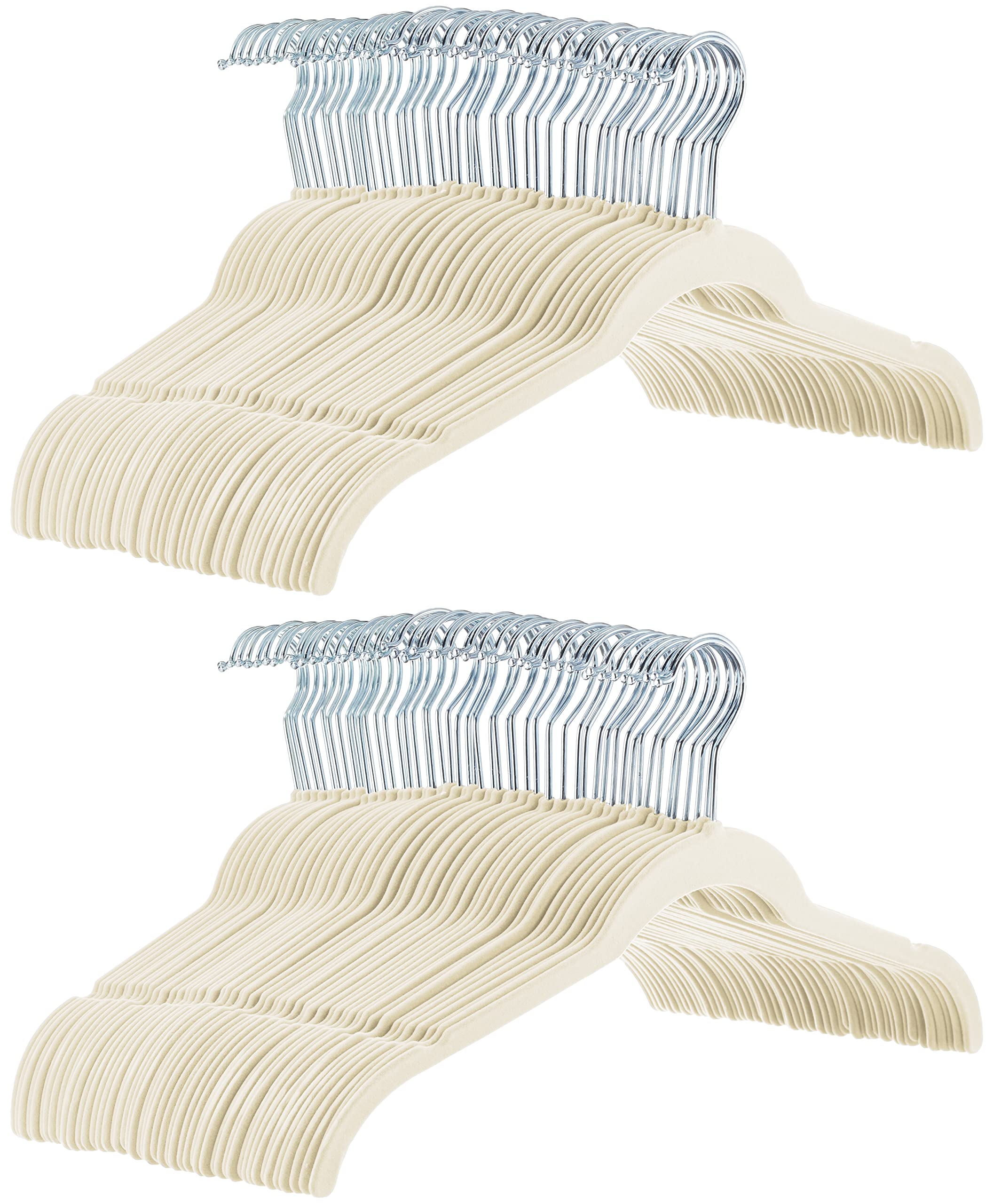Amazon Basics Velvet Shirt/Dress Hangers, 100-Pack, Ivory