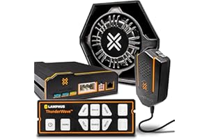 LAMPHUS ThunderWave 100W Emergency Police Siren Speaker Kit [Remote Control][2x15A Aux Light Switch][Hands-Free Air Horn][Radio Broadcast] 12V Warning PA System for Emergency Vehicle Pickup Truck UTV