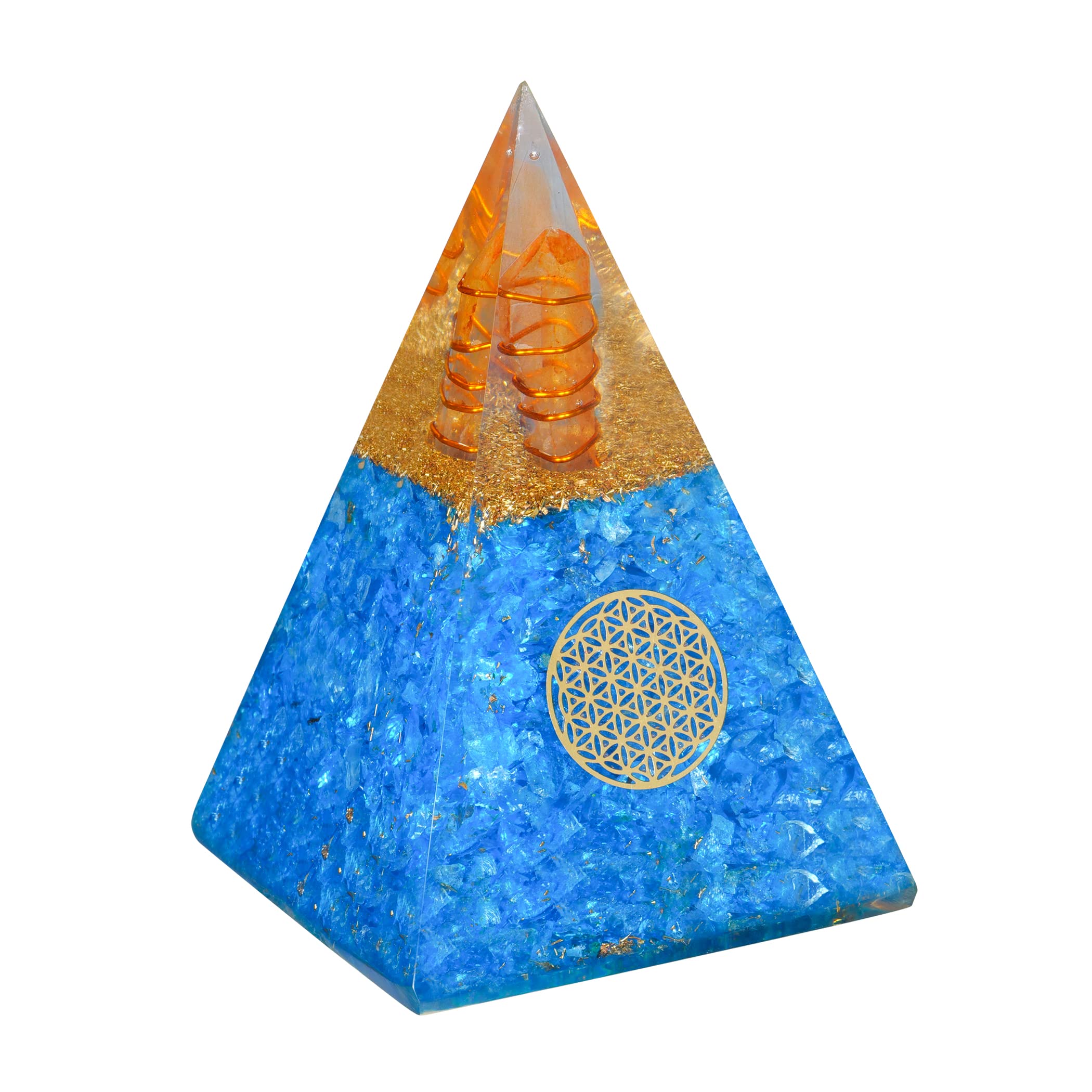 Nubian Meditation Pyramid - Aquamarine Gemstone Orgonite Pyramid - Energy Generator Orgone Pyramid - Stones And Crystals - Pyramid Crystal Charger - Office Desk Decor - Decoration Items