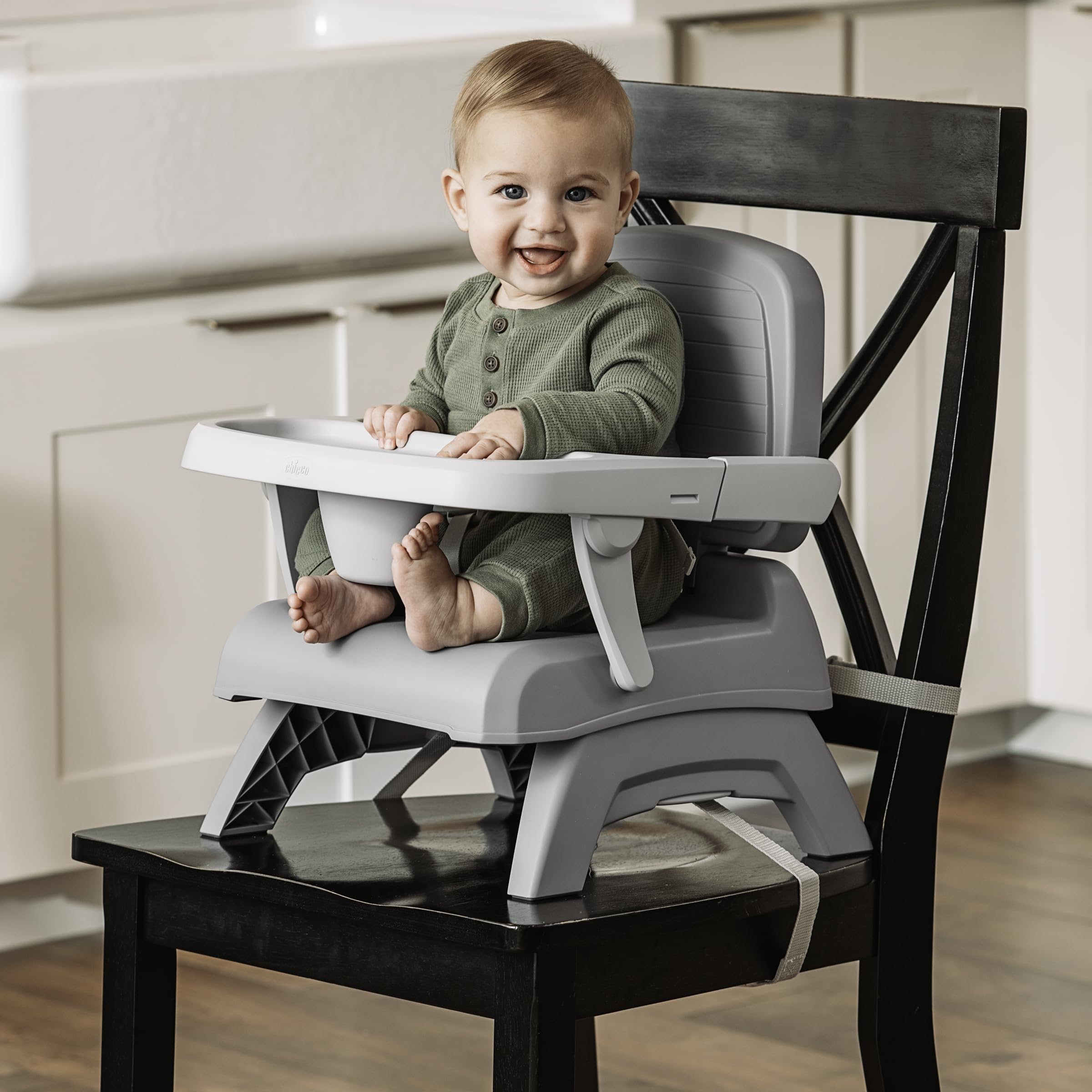 Chicco Bento Booster 3-in-1 Portable Booster Seat for Table, Feeding Seat and Toddler Chair for Babies and Toddlers, for Children up to 50 lbs., Lightweight, Compact Fold | Oyster/Grey