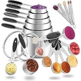 Minteem Measuring Cups and Spoons Set, 21 Pieces Stainless Steel Measuring Cups Measuring Spoons Set with Black Silicone Handle, Nesting Measuring Cup Spoon for Dry or Liquid Ingredients
