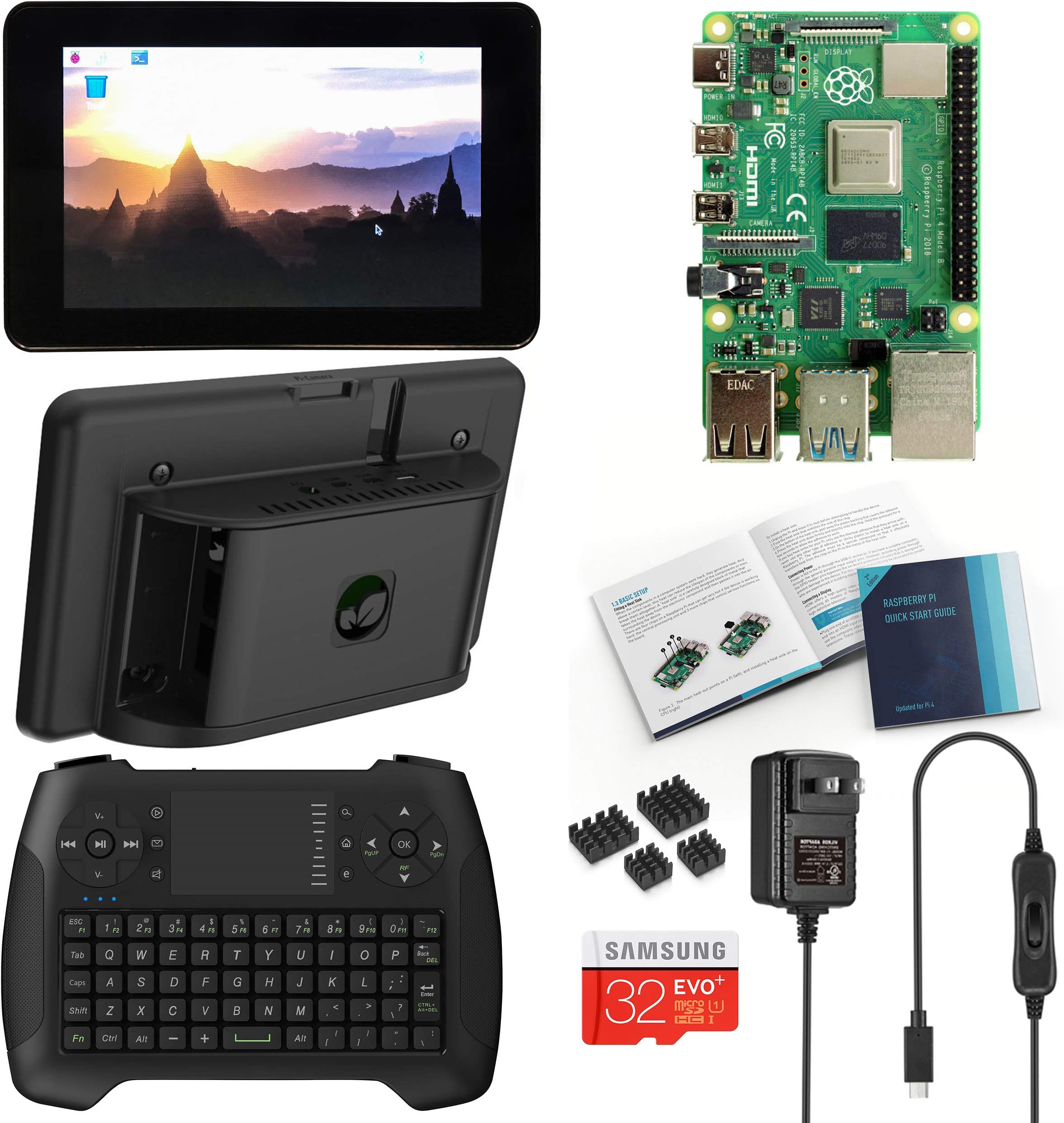 Vilros Raspberry Pi 4 4GB Desktop with Official 7 Inch Touchscreen and Gaming Style Mini Keyboard/Touchpad Combo