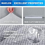 MAXIJIN 3 Seater Couch Cover Jacquard Spandex Fitted Slipcover Silver Grey view 5