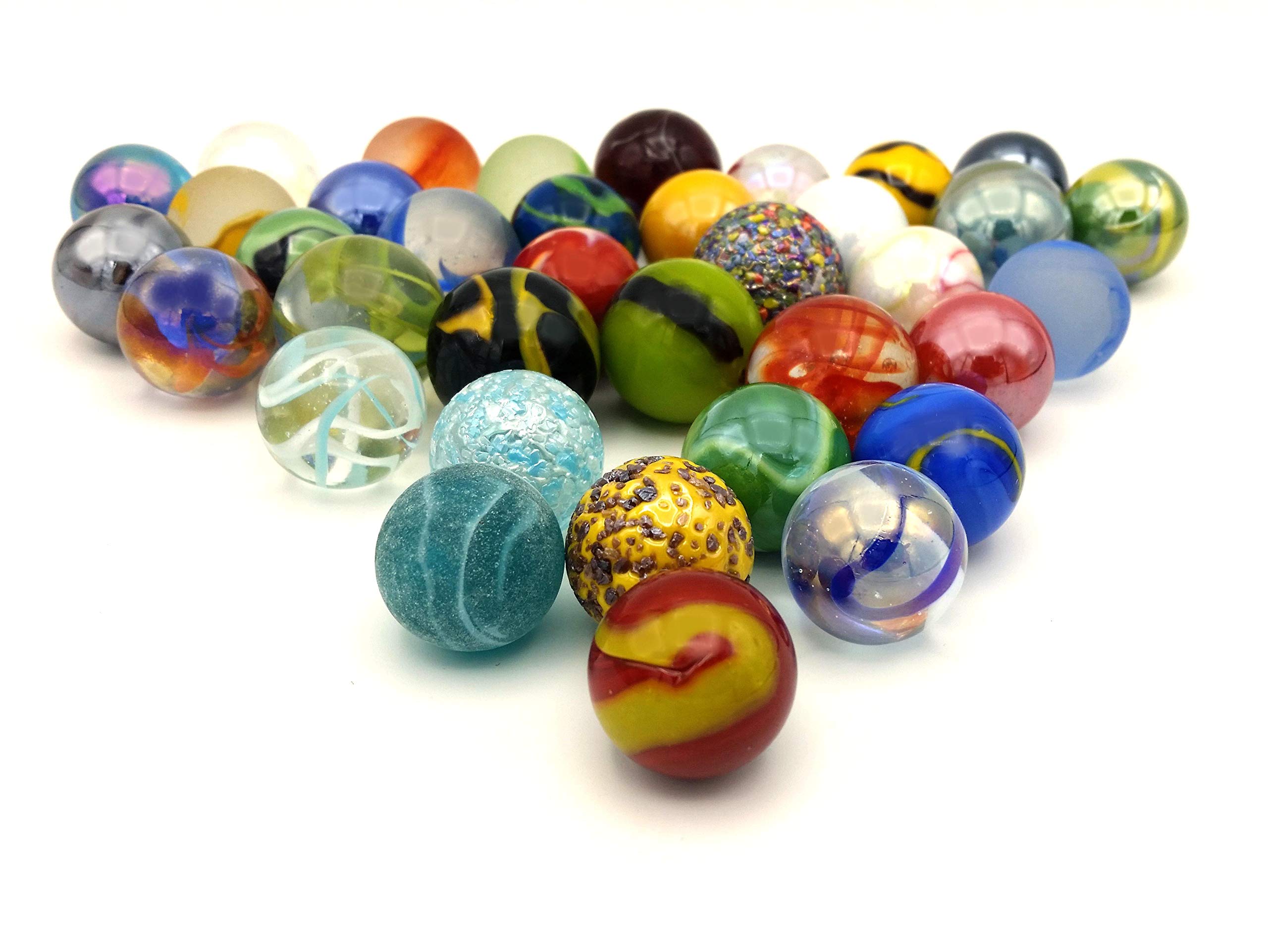 Mega Marbles Glass Shooters, Set of 50 Assorted Colored Bulk 1