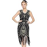 Metme Women’s 1920s Flapper Dress Roaring 20s Sequins Beaded Fringe Great Gatsby Dress for Party