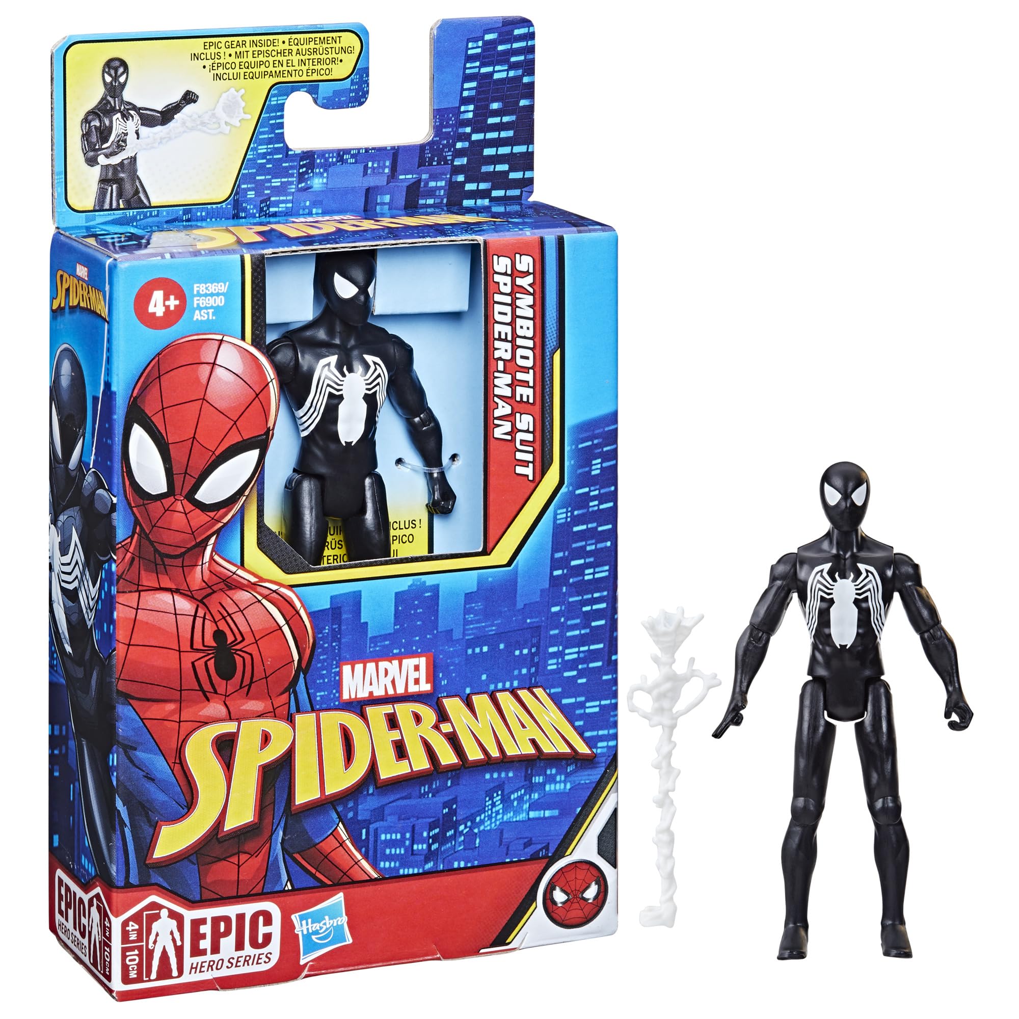 Marvel Spider-Man Epic Hero Series Symbiote Suit Spider-Man 4" Action Figure, Black