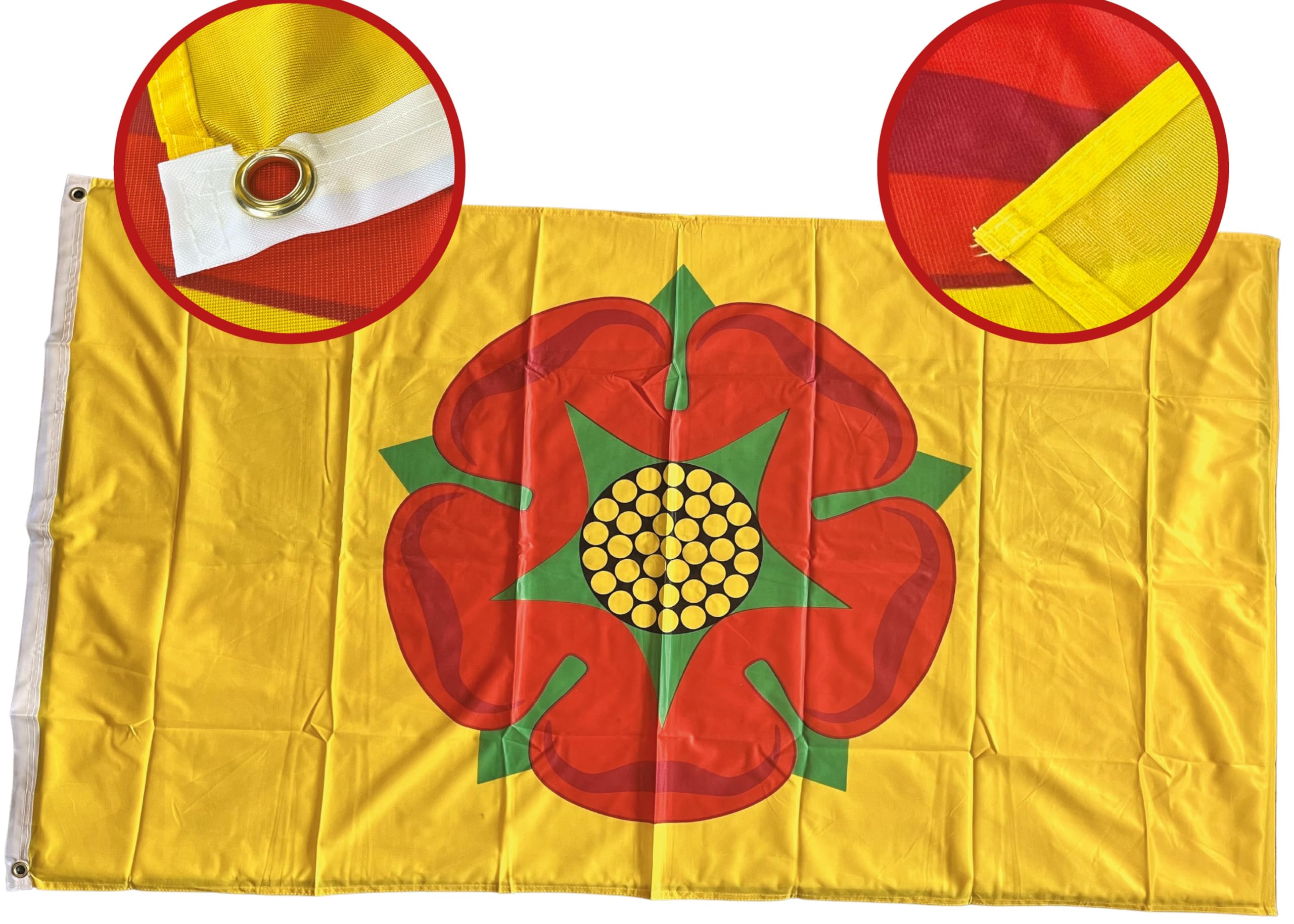 NWFlags Lancashire Flag 5ft x 3ft | Outdoor Heavy 110d Knitted Polyester | 5x3 Red Rose of Lancashire English County Heavy Duty Strong Flag for Garden Flagpole with 2 metal eyelets