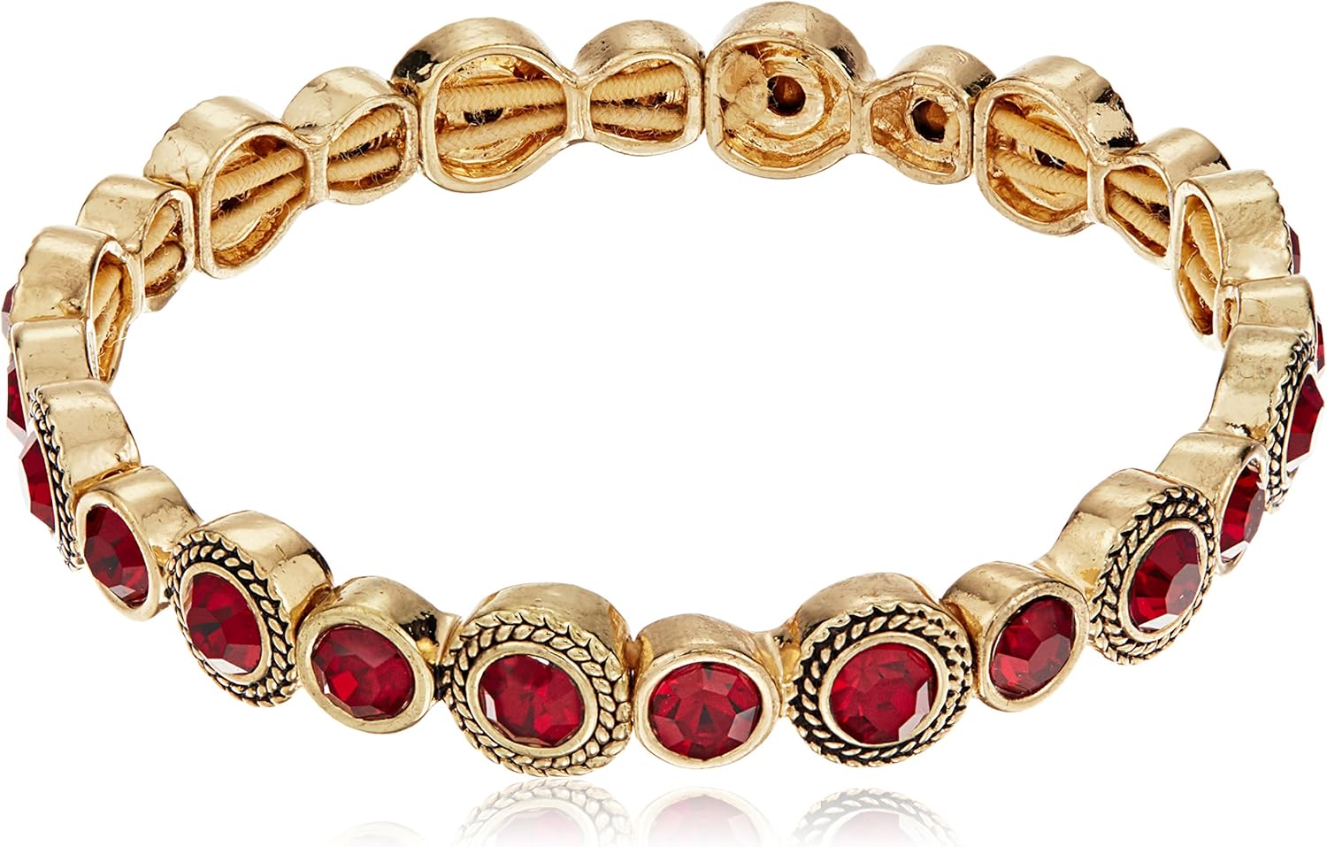 Napier GoldTone and Siam Red Stretch Bracelet Jewelry