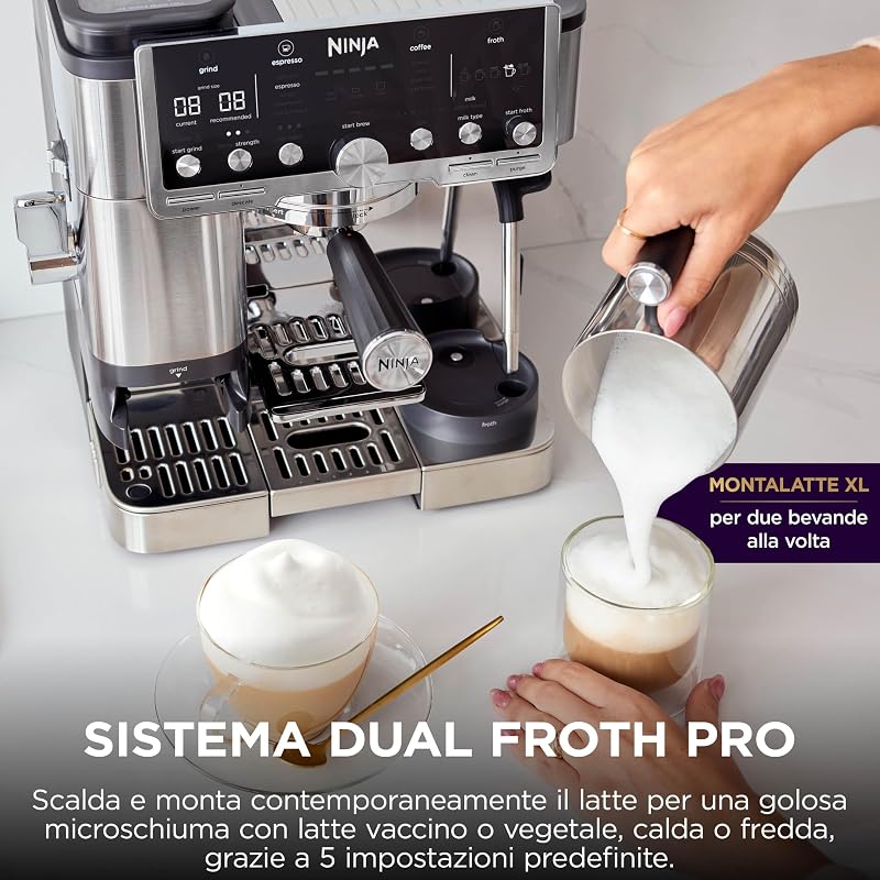Luxe Café Pro, Macchina da Caffè in Grani Semi-Automatica, Argento