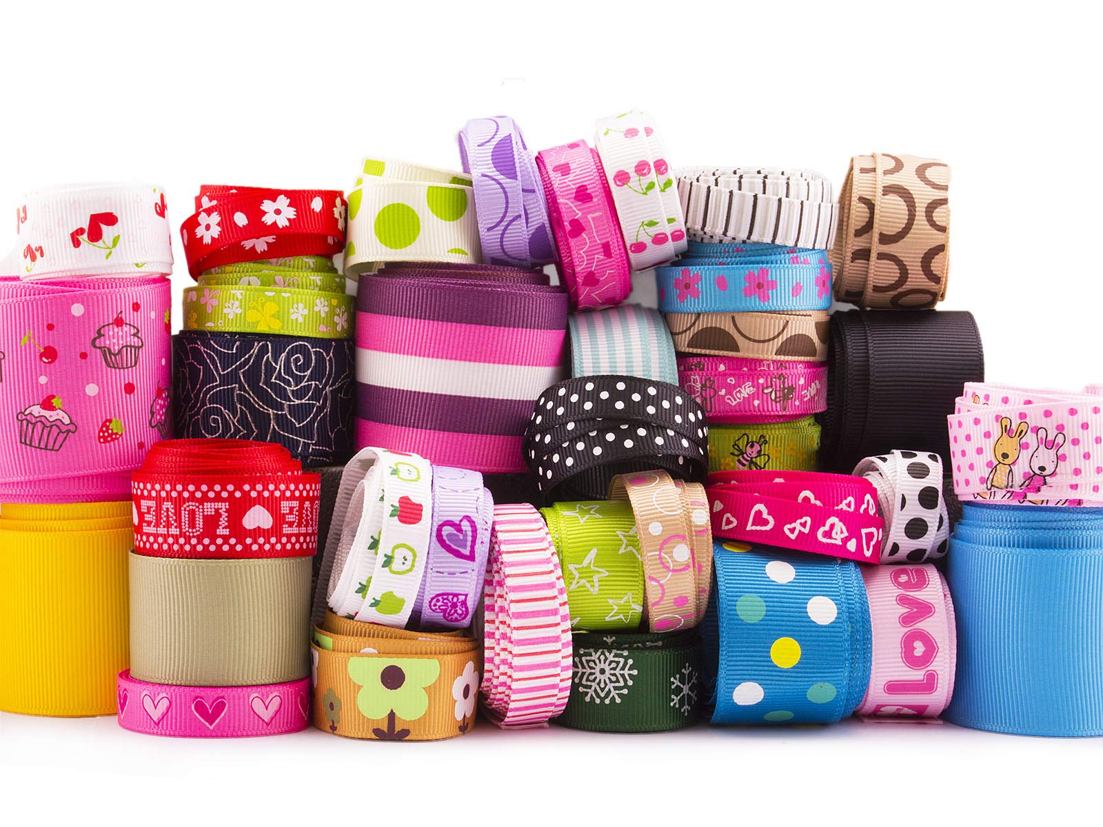 16 Ounce (450g) Grosgrain Ribbon 10mm 16mm 25mm 38mm 3/8 inch 5/8 inch 1 inch 1-1/2 inch Mixed Colours Plain/Printed DIY Craft Sewing Bow Making