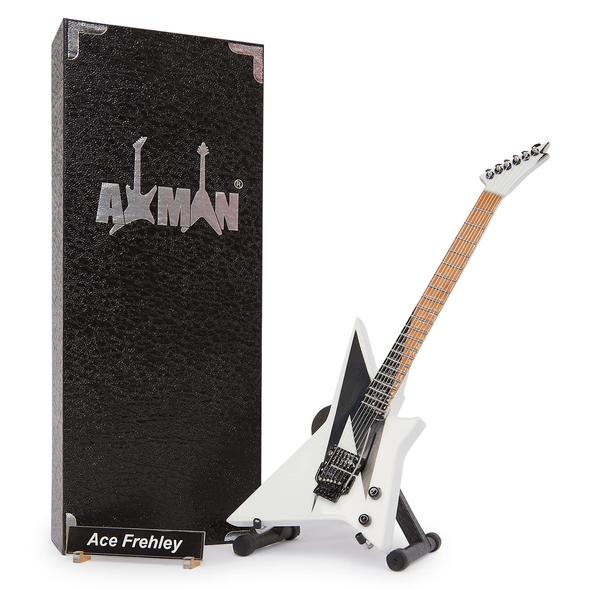 Axman Ace Frehley (Kiss) Miniature Guitar Replica - Music Gifts - Handmade Ornamental 1/4 Scale - Includes a Display Box, Name Tag and Miniature Guitar Stand