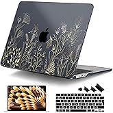 DONGKE Compatible with M4 MacBook Air 15 inch Case 2025 2024 2023 A3241 A3114 A2941 M3 M2 Liquid Retina Display Touch ID, Plastic Hard Case & Keyboard Skin & Screen Protector - Floral Blooming