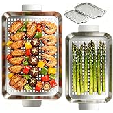Ayiusideza 2PCS Grill pan, Stainless Steel BBQ Grill Topper for Outdoor Grill with Hole, suitable for picnicking, camping, yard (2 pieces)