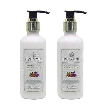 Almond and Saffron Body Moisturizing Lotion, 200ml.(Pack of 2 X 200ml)