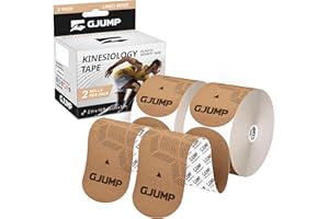 GJUMP Kinesiology Tape, 40 Count Precut Strips 2 Rolls, Original Cotton Elastic Athletic Tape for Muscle Strain Relief & Joint Support, Waterproof & Breathable Sports Tape for Support and Recovery
