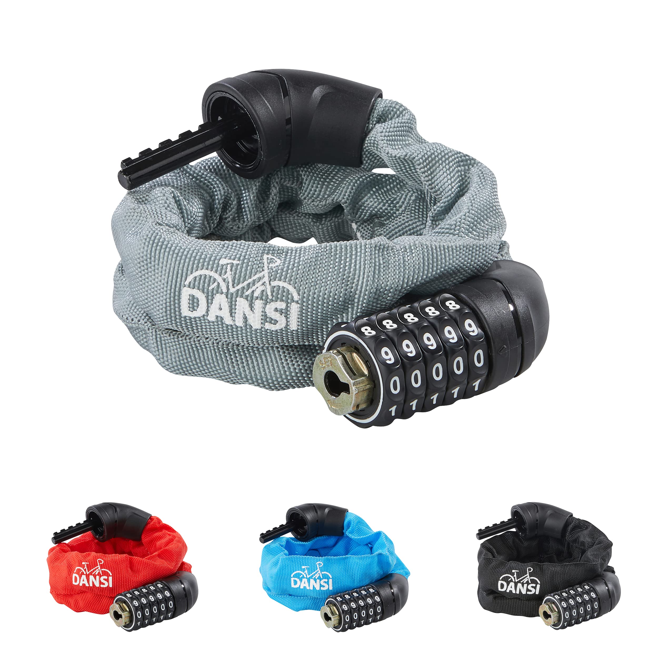 DANSI Chain Lock Programmable Combination Code 6 x 900 mm Grey 44111