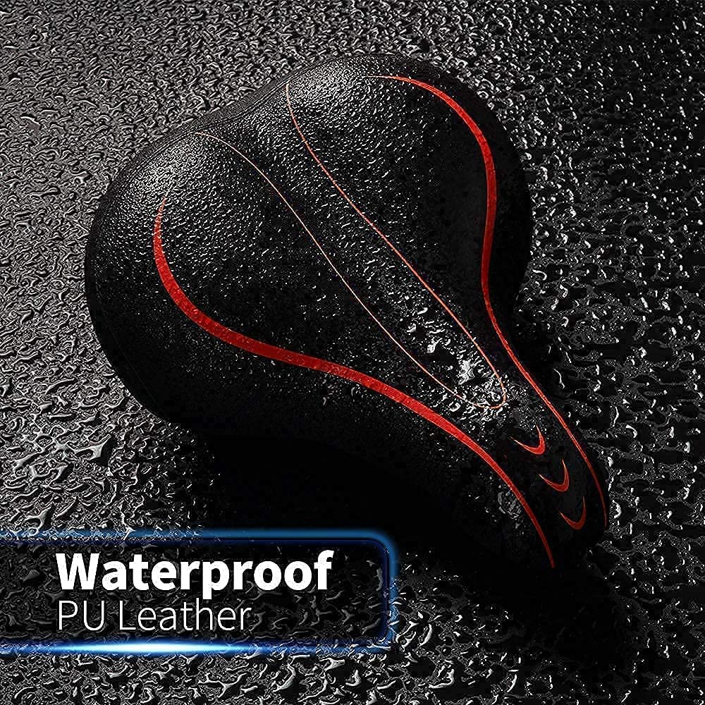 Xmifer Oversized Bike Seat, Comfortable Bike Seat - Universal Replacement Bicycle Saddle - Waterproof Leather Bicycle Seat with Extra Padded Memory Foam - Bicycle Seat for Men/Women