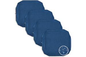 PureFit Waterproof Outdoor Cushion Covers Replacement for Patio Furniture Chair Seat Cushion Covers 24x24 inch for Outdoor Furniture Garden Backyard with Zipper, 4 Pack SLIPCOVERS ONLY, Navy