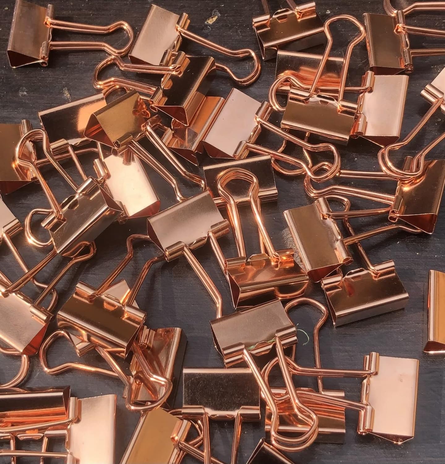 15mm Rose Gold Metal Binder Foldback Clips Bulldog/Paper Clips/Binder Clips File Paper Money Receipts File Clamps, Planner Organiser Office, Store, Kitchen Multifunction Pcs (60 Clips)