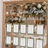 Gersoniel 24 Set Wedding Seating Chart Kit Decal, White2, Favorite People | 24 Cards with 24 Gold Wax Seals, 1 Wedding Seat Chart Mirror Decal Sticker, Mirror Board for Bridal Shower Find Your Seat
