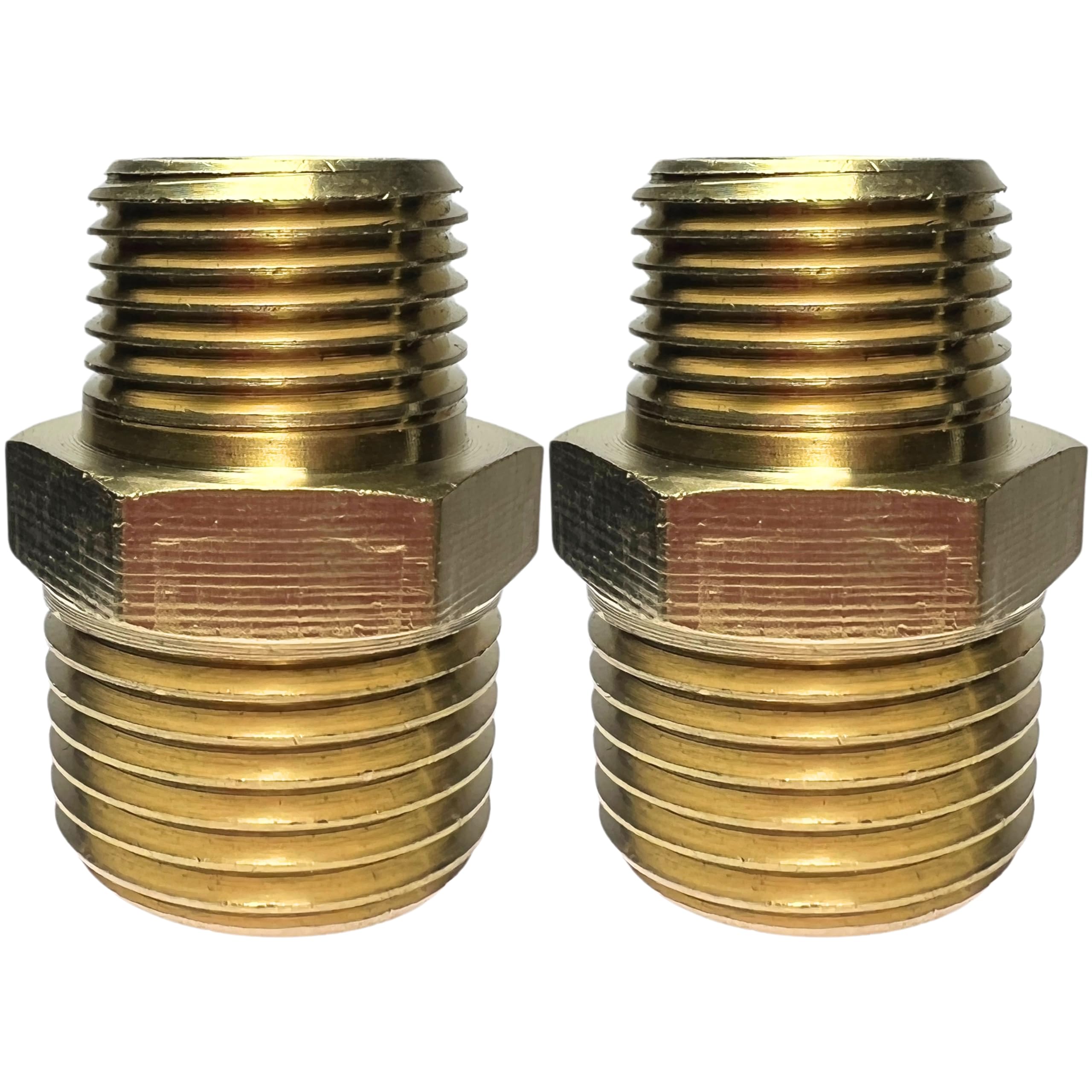 Photo 1 of 2pcs Brass Nipple Fitting 1/2" NPT x 3/8" NPT Male Hex Adapter by CX WONDERLAND