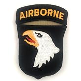 101st Airborne Division and Airborne Tab Color Patch with Hook Fastener (EA)