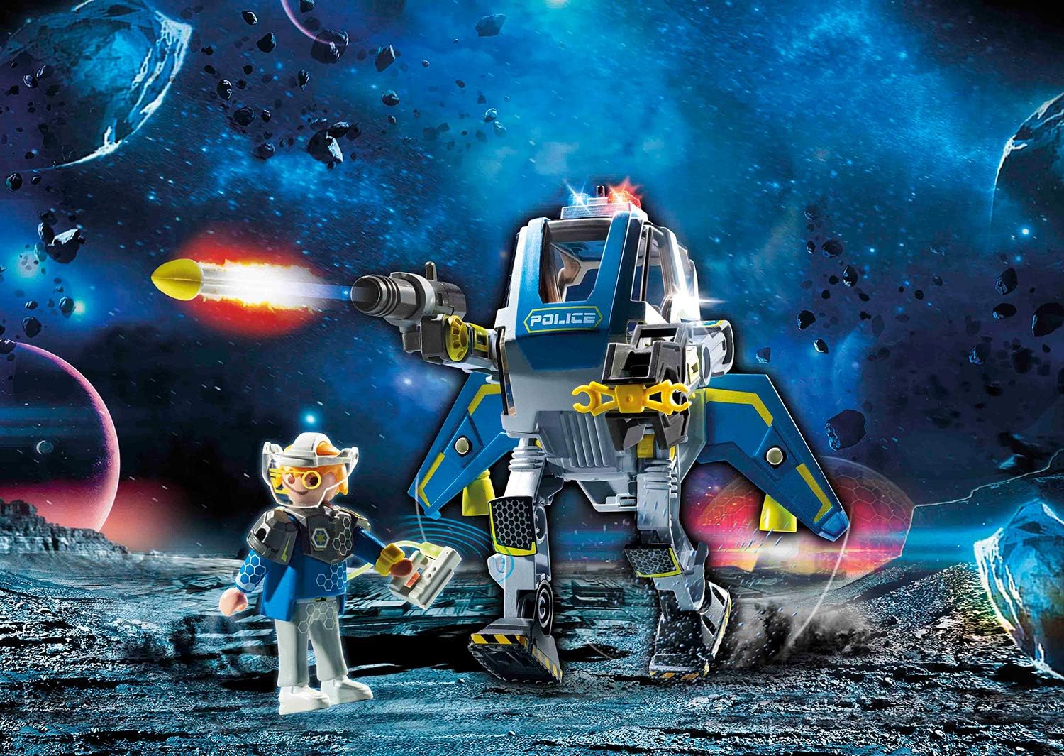 Playmobil 70021 Galaxy Police Robot with Gripper Arm and Weapon, with Light Effects, for Children Ages 5+ - Image 3