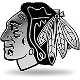 Rico Industries NHL Chicago Blackhawks Chrome Finished Auto Emblem 3D Sticker , Silver